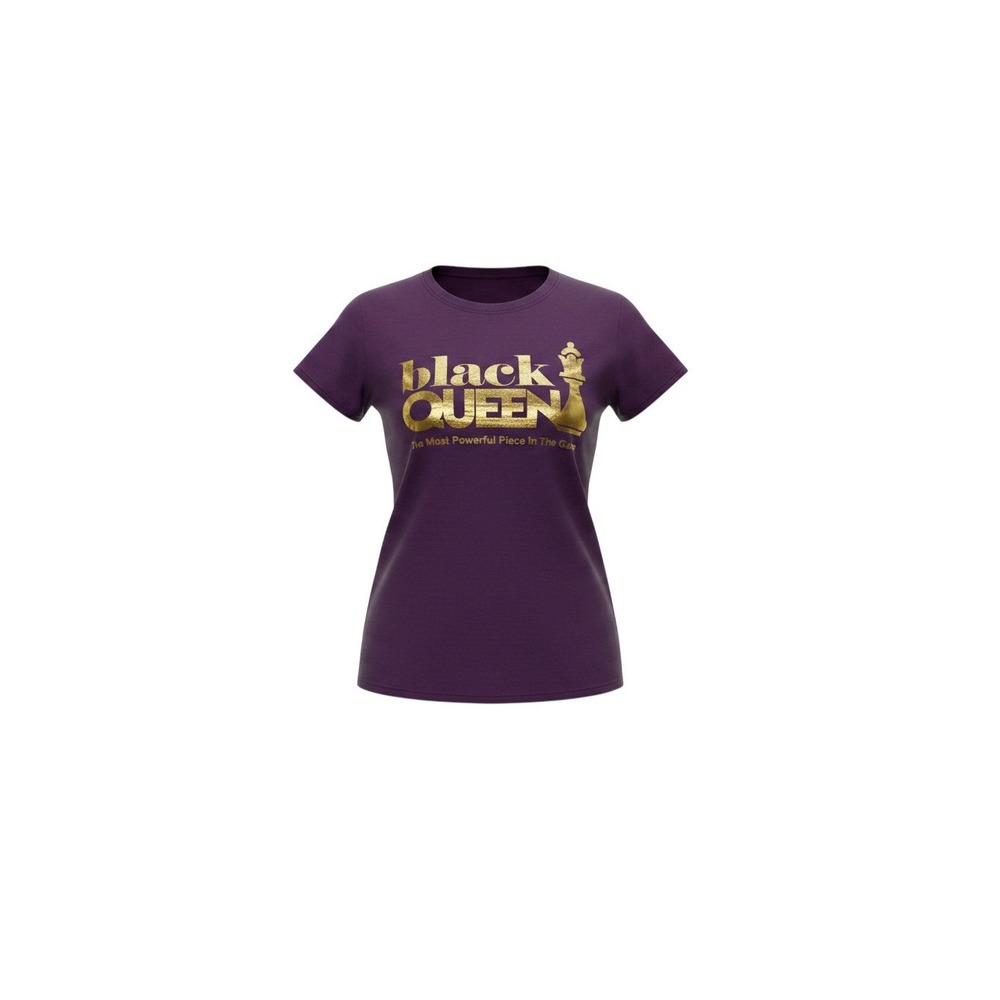 Vision Graphic Tee Juniors Medium Purple Black Queen Gold Foil Chess T-Shirt